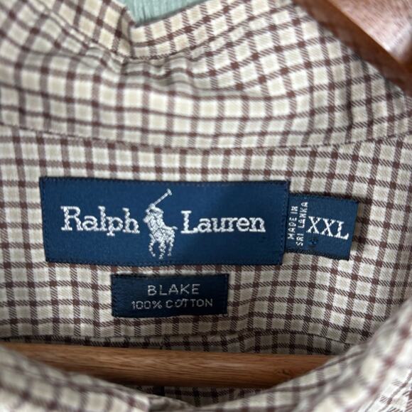 Ralph Lauren Blake Men's Size XXL Brown Windowpane Long Sleeve Button Down Shirt - Picture 3 of 11